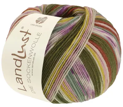Produktbild von Lana Grossa Landlust DIE SOCKENWOLLE 100 g 4-fach Sockenwolle von Lana Grossa und Landlust 420 m Farbe 716 - Zimtbraun/Rosa/Ecru/Oliv/Gelb/Mintgrün/Flieder