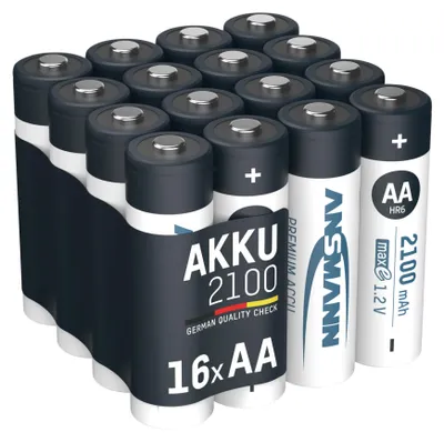 Produktbild von ANSMANN Akku AA 2100mAh Mignon NiMH 1,2V – 1000x wiederaufladbar (16 Stück)