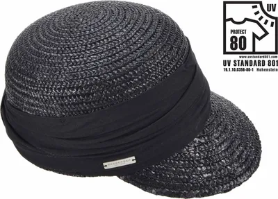 Seeberger elegante Strohborten Cap mit UV Schutz 80 in schwarz