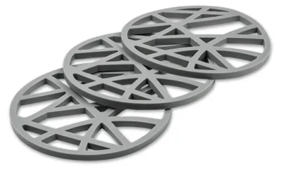 Silikonuntersetzer Set 3er-Pack rund 16x16x0,7 cm grau