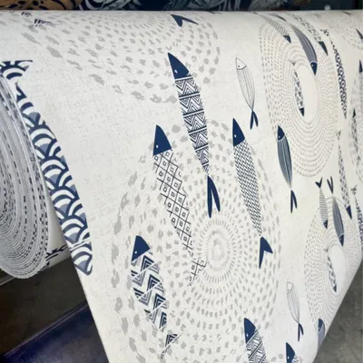 Image de Sous-nappes Bulgommes - PROMO LINGE - Poissons - PVC - 350 x 140 cm - Blanc,Bleu