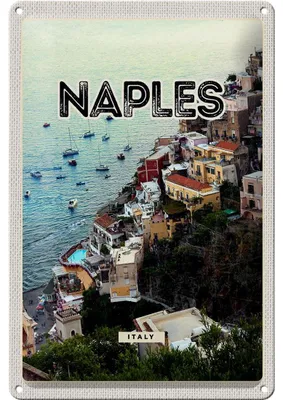 Produktbild von Blechschild Reise 20x30cm Naples Italy Neapel Italien Panorama