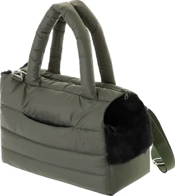 Immagine prodotto di Doggy FLUFFY RIDE Borsa da trasporto Scatola da trasporto per cani Scatola da trasporto per gatti Borsa per cani 40x20x30 cm verde oliva