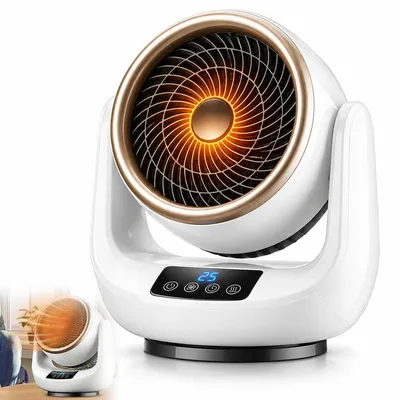 Produktbild von Heizlüfter mit Fernbedienung, 1000 W Heizgerät mit Kaltluft, 3 Heizstufen, 12 h Timer, 90°/75° Schwenkung, Weiß