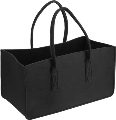 Produktbild von Filztasche Schwarz Einkaufstasche Kaminholztasche Kaminholzkorb Filz Zeitungsständer Zeitungskorb (1 Stk. Schwarz)