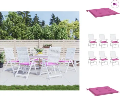 Produktbild von vidaXL Gartenstuhl-Kissen 6 Stk. Rosa 50x50x3 cm Stoff -  Sitzpolster