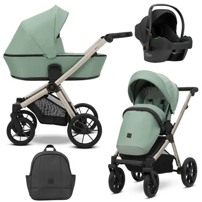 Immagine prodotto di Passeggino Kunert BRAV 3in1 verde con ruote in gel e seggiolino auto Cosmo