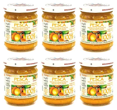 Produktbild von Agritur -  Pfirsichkompott 100 Prozent Frucht ohne Zuckerzusatz - Glas 6 x 210 g