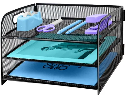 Produktbild von Schreibtischorganizer Ablagekorb Dokumentenablage - 3 Ebenen - Metall Mesh - Schwarz - für A4-Dokumente