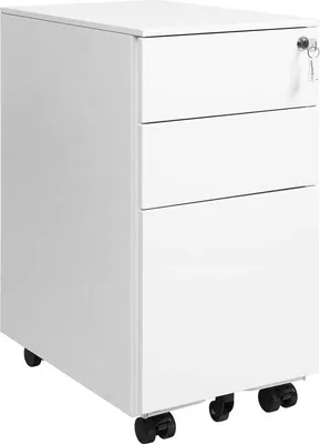 Produktbild von Famanu Archivschrank - Büroschrank mit Rollen und Schloss - Hängemappen-System - Weiß