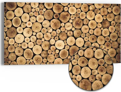 Produktbild von DEQORI Hybrid Leinwand Bild 60x30 cm 'Harmonisches Holzmeer' Wandbild Glas flach modern