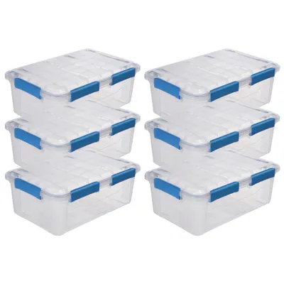 Produktbild von Kreher® Aufbewahrungsbox 32 L mit Deckel - wasserdicht & staubdicht, transparent & stapelbar, BPA- & schadstofffrei, robuste Kunststoffbox (6 Stück)
