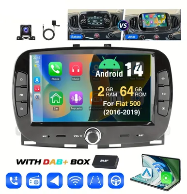 Image de Autoradio Android 14 - Radio compatible Carplay - Lecteur multimédia - Système stéréo 2 DIN - Navigation tactile