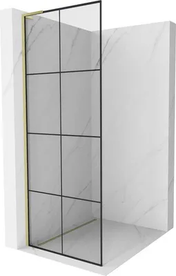 Produktbild von Mexen Kioto L Duschwand Walk-in 70 x 200 cm, schwarzes Muster, goldeloxiert - 800-070-103-55-77