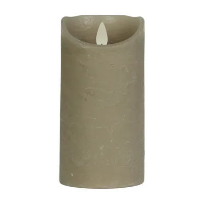 Produktbild von LED Echtwachskerze mit Timer flackender Docht Taupe Höhe 15cm
