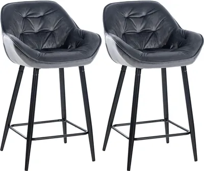 Produktbild von 2er Set Barhocker Gibson 76 Samt dunkelgrau