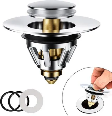 Produktbild von Famanu Waschbeckenstopfen mit Abflussfilter - Universal, für Abflusslöcher von 34-45 mm