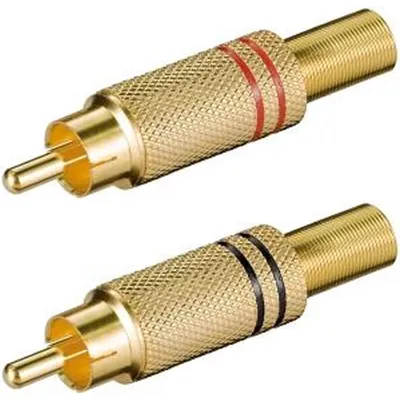 Productafbeelding van Audio stekker set - Tulp/RCA - verguld - Zwart/Rood