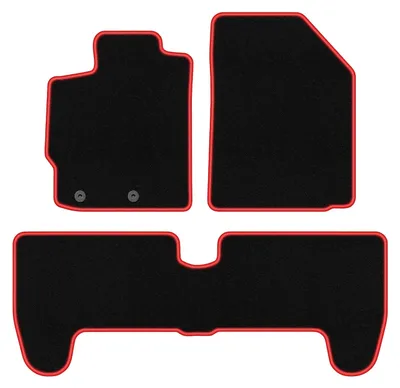 Obrázek produktu pro Velurové autokoberce pro: Toyota Yaris II 2005-2011 hatchback černo-červené 3 ks