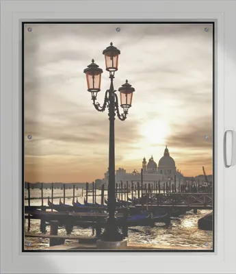 Produktbild von Wallario Lichtschutzbild, Dekorativer Sichtschutz Sonnenschutz 96 x 115 cm mit Motiv: Venedig - Lagune bei Sonnenuntergang - Verdunklung ohne Bohren