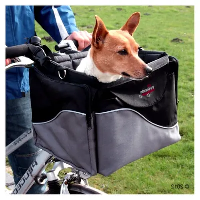 Produktbild von Hundekorb für das Fahrrad, Montage am Lenker, mit Schultergurt, stabil und robust