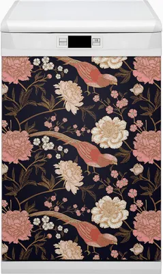 Produktbild von Abwaschbar 45x80 cm Geschirrspüle Magnetmatte Küche Dekorative  - Pfingstrose mit Vogel