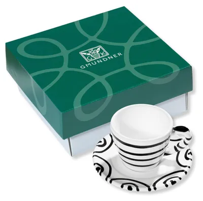 Produktbild von Gmundner Keramik Schwarzgeflammt, Espresso für Dich/2tlg.im Geschenkk.