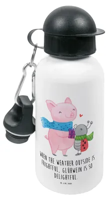 Produktbild von Mr. & Mrs. Panda Wasserflasche Glühschwein Smörle - Weiß - Geschenk, Getränkeflasche, Weihnachten, Der Stolze Marienkäfer, schulflasche, Trinkflasche Kinder, Kindergarten