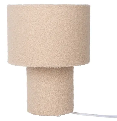 Produktbild von Tischleuchten - Tischleuchte "FLUFFY" H: 31cm almond, Tischlampe im Retro Style, aus Metall, Kunststoff und Textilmaterial in beige, 31 cm hoch, Ø 23 cm, E27-Fassung – Schnurschalter