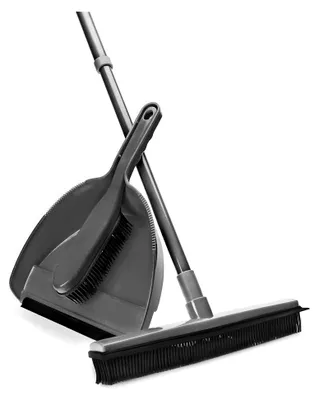Produktbild von Gummibesen Rubber Broom Set. Teleskopbesen mit Abzieher & Kehrgarnitur. Haarentfernung, Tier-, Hunde-, Katzenhaare. Bodenbürste zur Reinigung von Teppichen und sämtlichen Bodenbeläge.