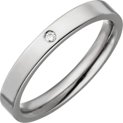 Produktbild von Gr. 58 Partner Ring schmal aus Titan 1 Diamant Brillant Partnerring Titanring