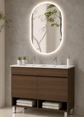 ORIGEN BATH NEBARI Badmöbel mit Füßen und Waschbecken 120x45 cm, Tea-Esche