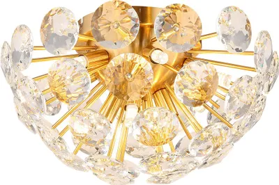 Produktbild von Deckenleuchte, goldfarben, Kristalle klar, Metall, D 39 cm