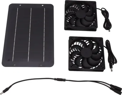 Produktbild von Súprava ventilátora so solárnym panelom, 10 W, dvojitý ventilátor na solárny pohon pre kurníky, skleníky, psie búdy s ochrannou sieťou