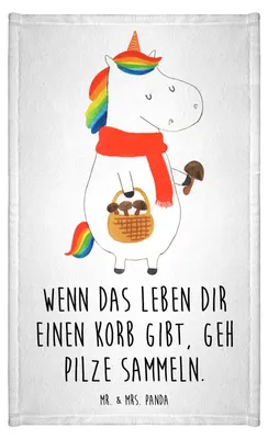 Produktbild von Mr. & Mrs. Panda Handtuch Einhorn Pilz - Weiß - Geschenk, Gäste-WC, Unicorn, Motivation, badezimmer, Liebeskummer, Klein, Spruch, Einhörner, Frotteetuch