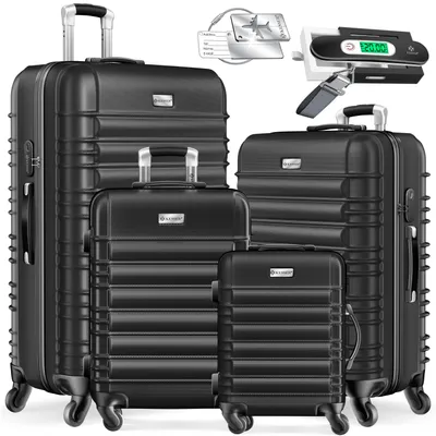 Produktbild von KESSER® 4tlg. Hartschalenkofferset Hartschalenkoffer Reisekoffer Set Reisekofferset Trolley Koffer Inkl. Kofferwaage + Gepäckanhänger Rollkoffer Schloss 4 Rollen ABS-Hartschale Teleskopgriff S-M-L-XL