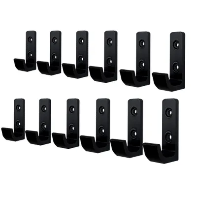 Produktbild von 12x Garderobenhaken Kunststoff Wandhaken Jackenhaken Gaderobe schwarz kurz PB013