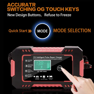 Immagine prodotto di Caricabatteria per auto, 12 V, 6 A, caricatore automatico intelligente con display LCD, riparazione a impulsi per auto, tosaerba, moto, barca, SUV, AGM gel cellula al piombo acido
