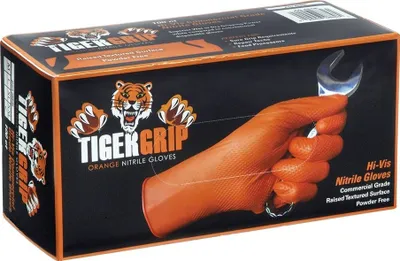 Zdjęcie produktu dla Rękawice jednorazowe nitrylowe TigerGrip pomarańczowe L (100 sztuk)