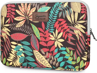 Produktbild von Zagatto Qualität Laptop-Tasche 13.3 Zoll Schwarz farbige Blätter Blumen ZG634 Notebooktasche Aktentasche Schultasche Schutztasche sleeve sicher