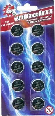 Produktbild von 10 x CR2032 Wilhelm Blisterpack Knopfzelle Batterie Lithium 3V CR 2032