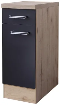 Produktbild von Flex Well Unterschrank mit Schublade und Drehtür Santo BxTxH 30 x 60 x 86 cm anthrazit matt zerlegt Anschlag reversibel 00011016
