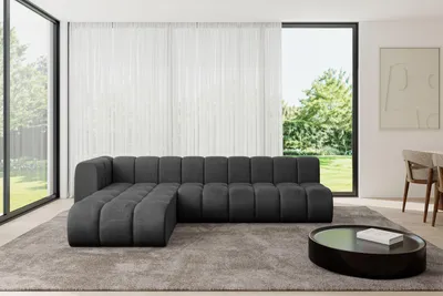 Produktbild von ALTDECOR Modulares Sofa Ecksofa in L-Form - Darnel-L2 - 296x177x70 cm Schwarz - Corner modular Sofa Eckcouch Couch Wohnlandschaft Cauchsofa Bodensofa Polstersofa