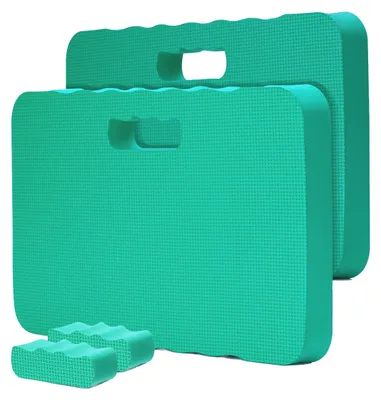 Produktbild von Relaxdays Kniekissen, 2er Set, Garten, Werkstatt, Yoga, Schaumstoff, Tragegriffe, HxBxT: 4 x 46 x 28 cm, Kniehilfe, grün