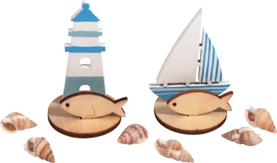 Produktbild von Holz-Steckmotiv "Maritim", 2 Stück, 6-tlg.