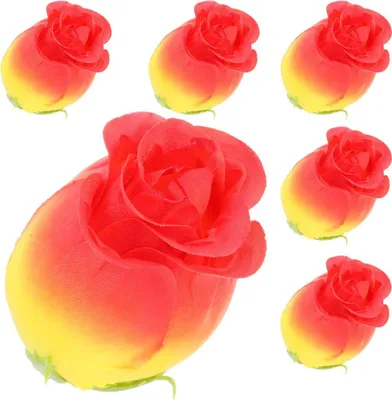 Produktbild von Dekolo Künstliche Blumen Blütenköpfe Rosen Dekorative Pflanzen Hochzeit 6 Stück Orange