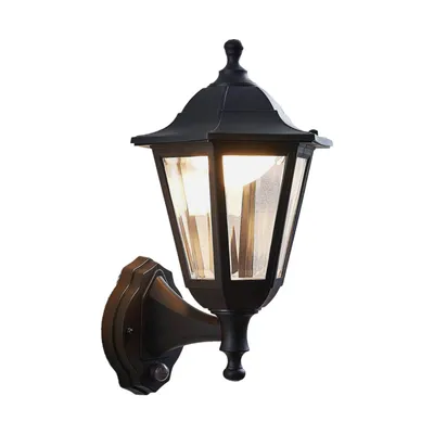 Produktbild von Lindby LED-Außenwandlampe Iavo, Sensor, schwarz, 38 cm, IP44