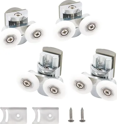 Produktbild von 4 Stück Duschdoorrollen - 2 obere Rollen - 2 untere Rollen - Duschdoorrollen - Kunststoff Türrollen - Duschkabinentür für Glas 4-8 mm
