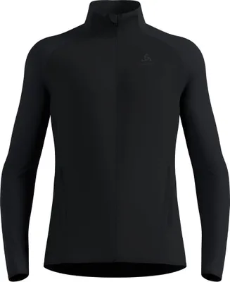 Schwarze Odlo Zeroweight Warm Hybrid-Laufjacke 2.0 mit Stehkragen und langem Reißverschluss