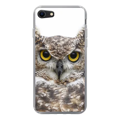 Produktbild von MuchoWow® Handyhülle Schutzhülle Hülle für iPhone 8 Porträt einer braunen Eule auf weißem Hintergrund Silikon Softcase Handy Hülle - Schutzhaube